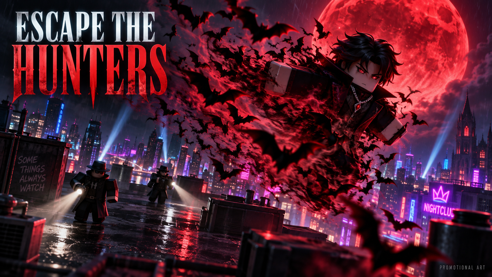 Vampire escaping as a swarm of bats in promotional concept art