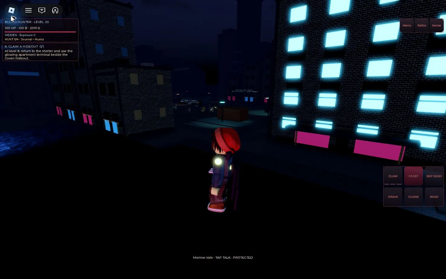 City Vampires actual gameplay in the neon city with the player and on-screen controls